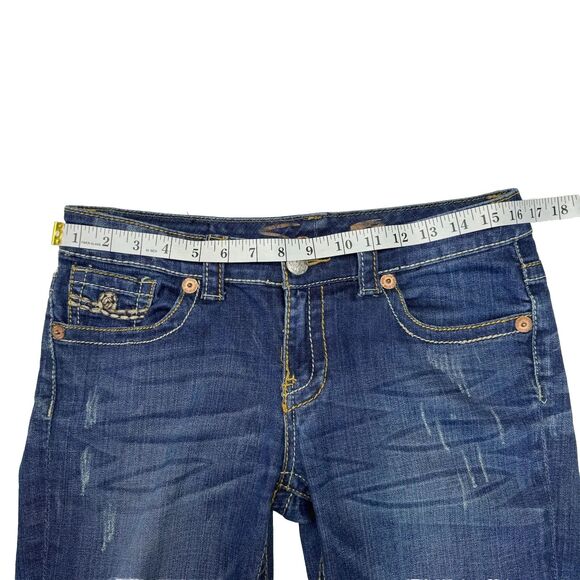 Y2K Seven7 Jeans Women’s Sz 29 Low Rise Bootcut Dark Wash Stretch Embroidered - Picture 5 of 11